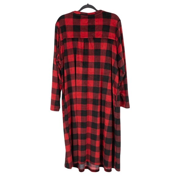 Aria Collection Plaid Nightgown 3X Womens Red Black Polyester Long Sleeve Winter - Picture 6 of 6